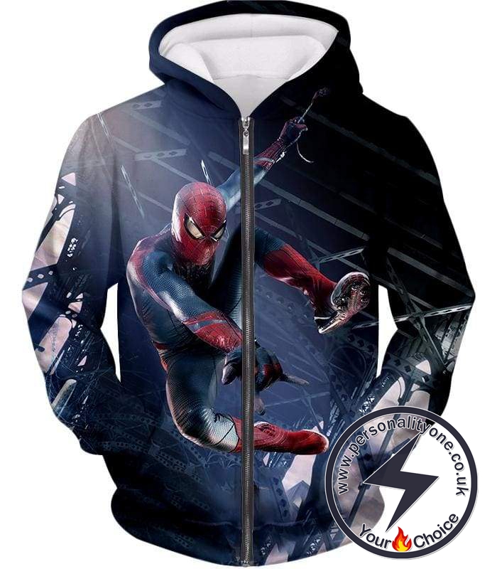 High Definition Spiderman Cool Action Zip Up Hoodie